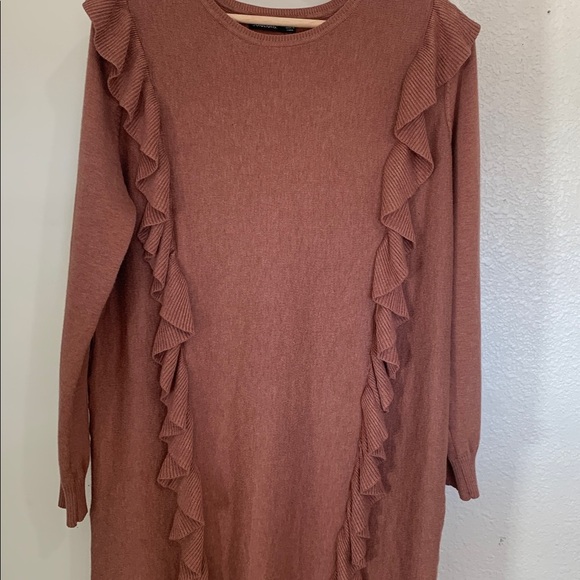 Moca ruffled knee length sweater dress - Picture 3 of 5